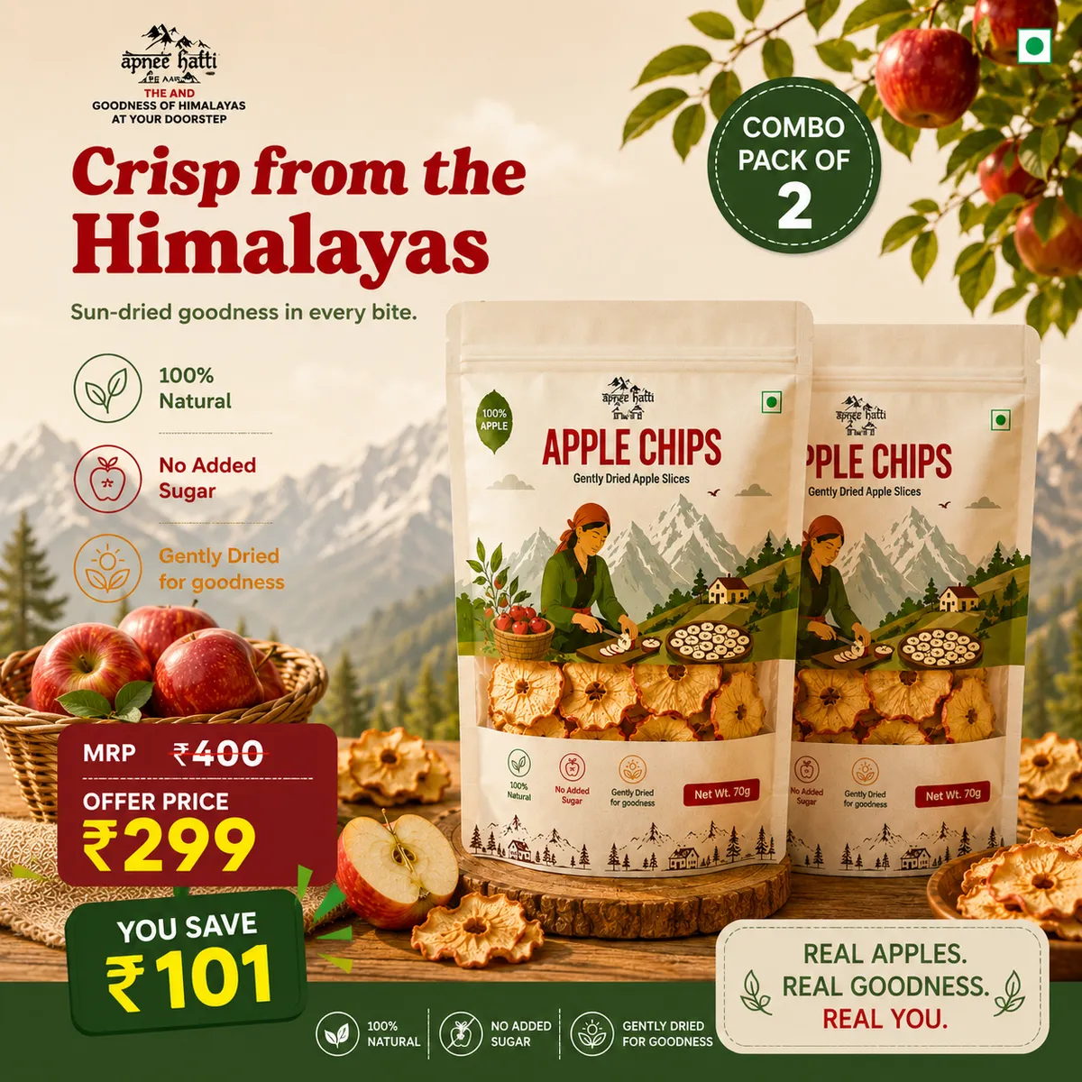 Apple Chips combo pack of 2
