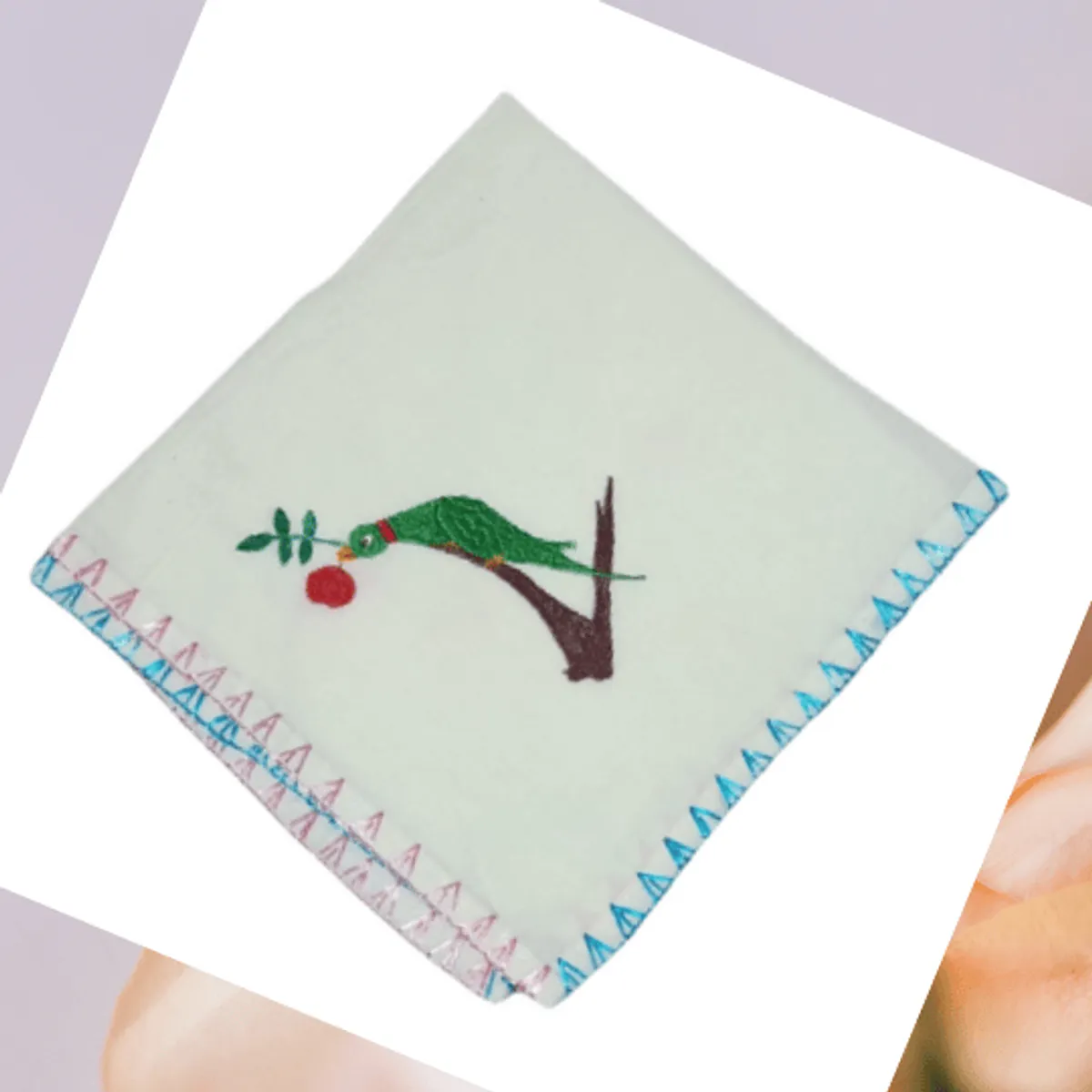 Chamba Rumal parrot hand embroidered handkerchief 