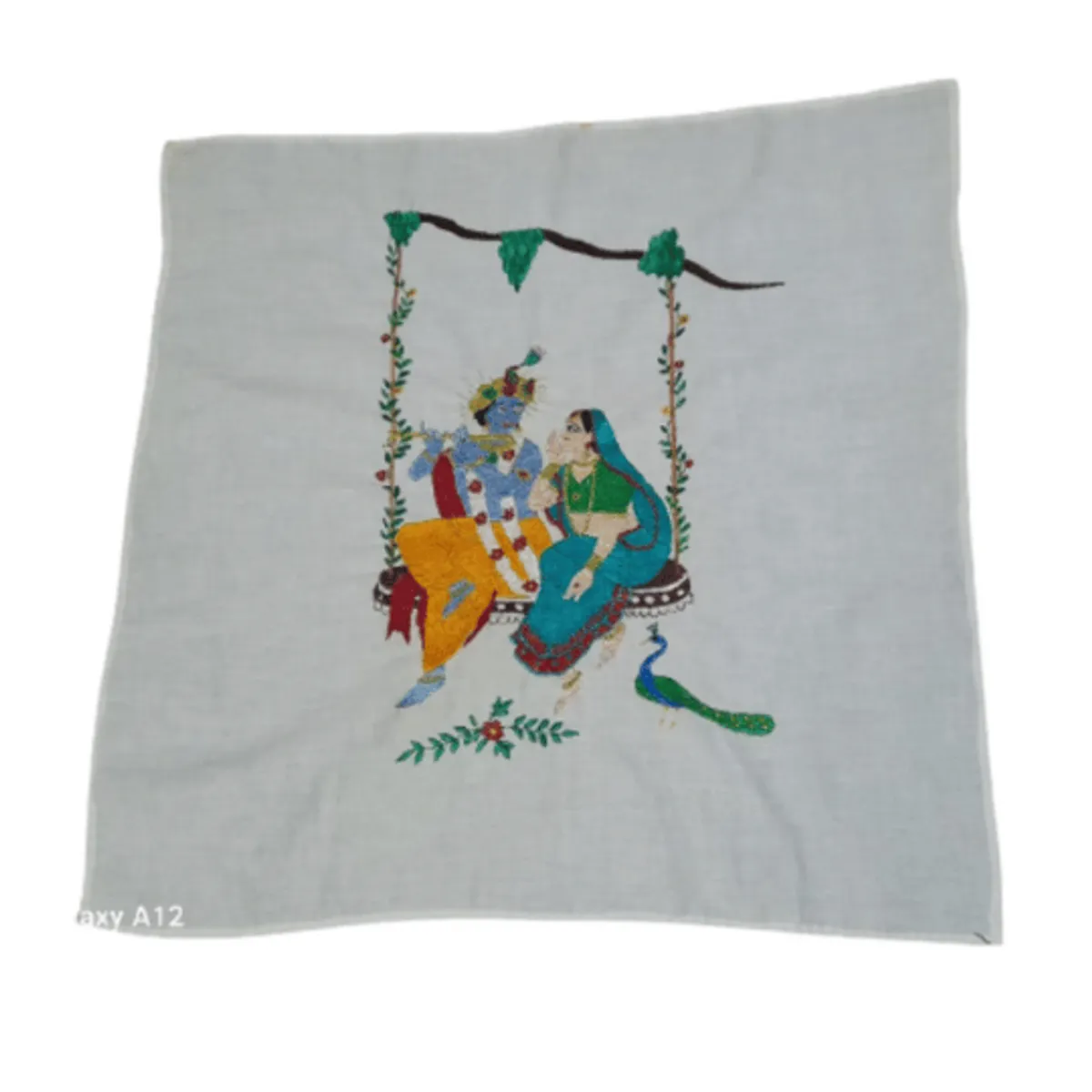 Chamba Rumal Radha Krishna with Peacock hand