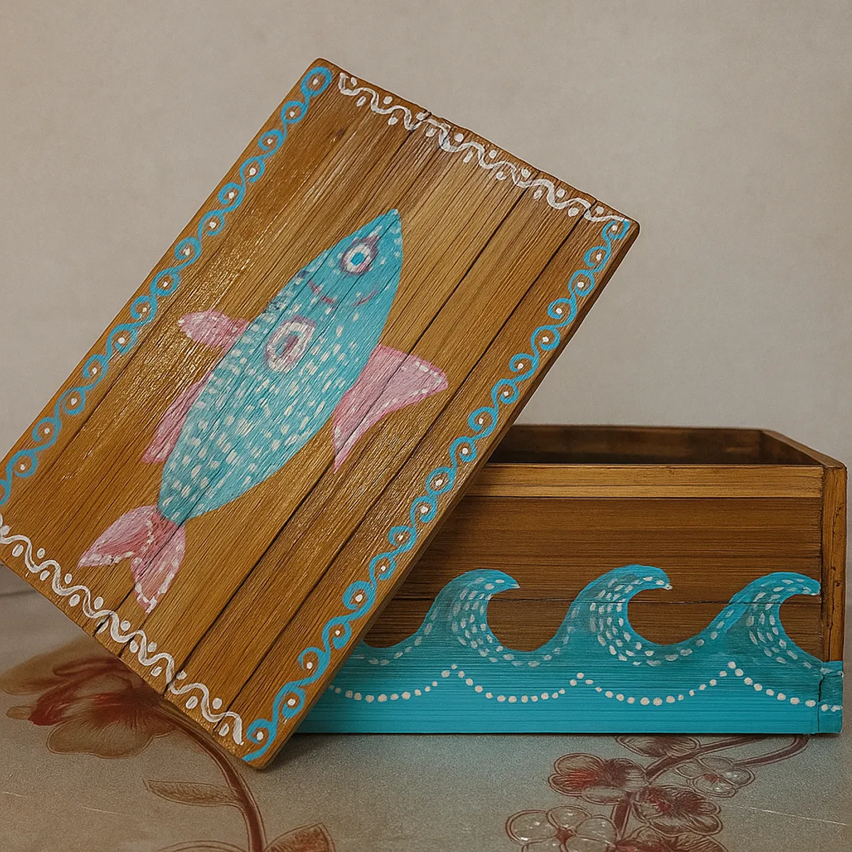  Handcrafted Himalayan Bamboo Box –Fish Design