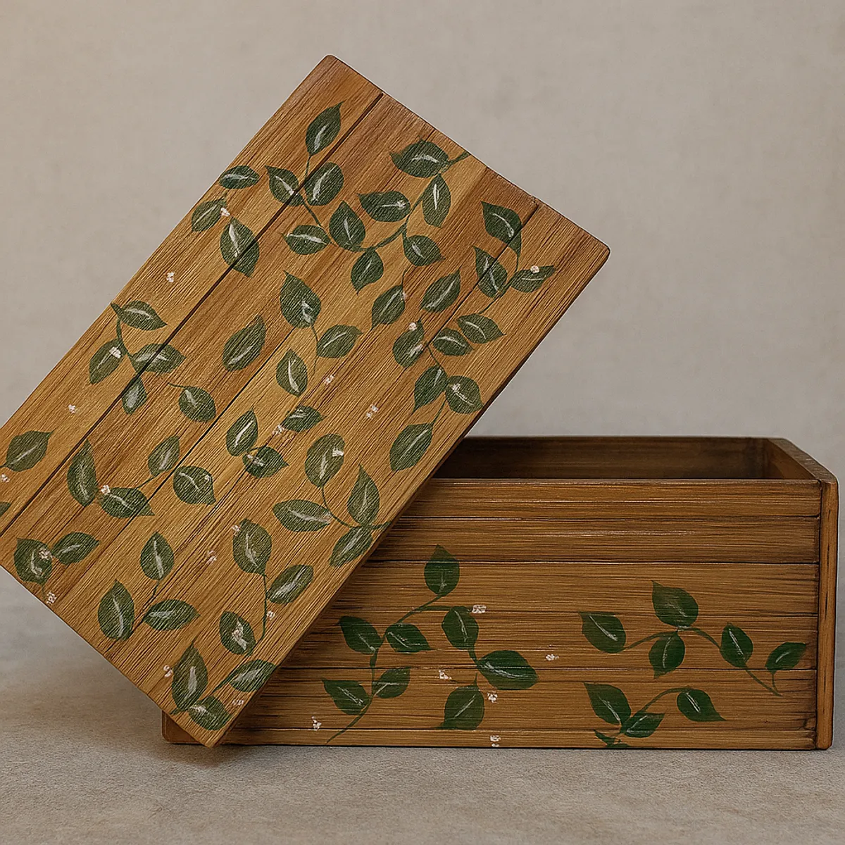 Handcrafted Himalayan Bamboo Box - Leaf Design