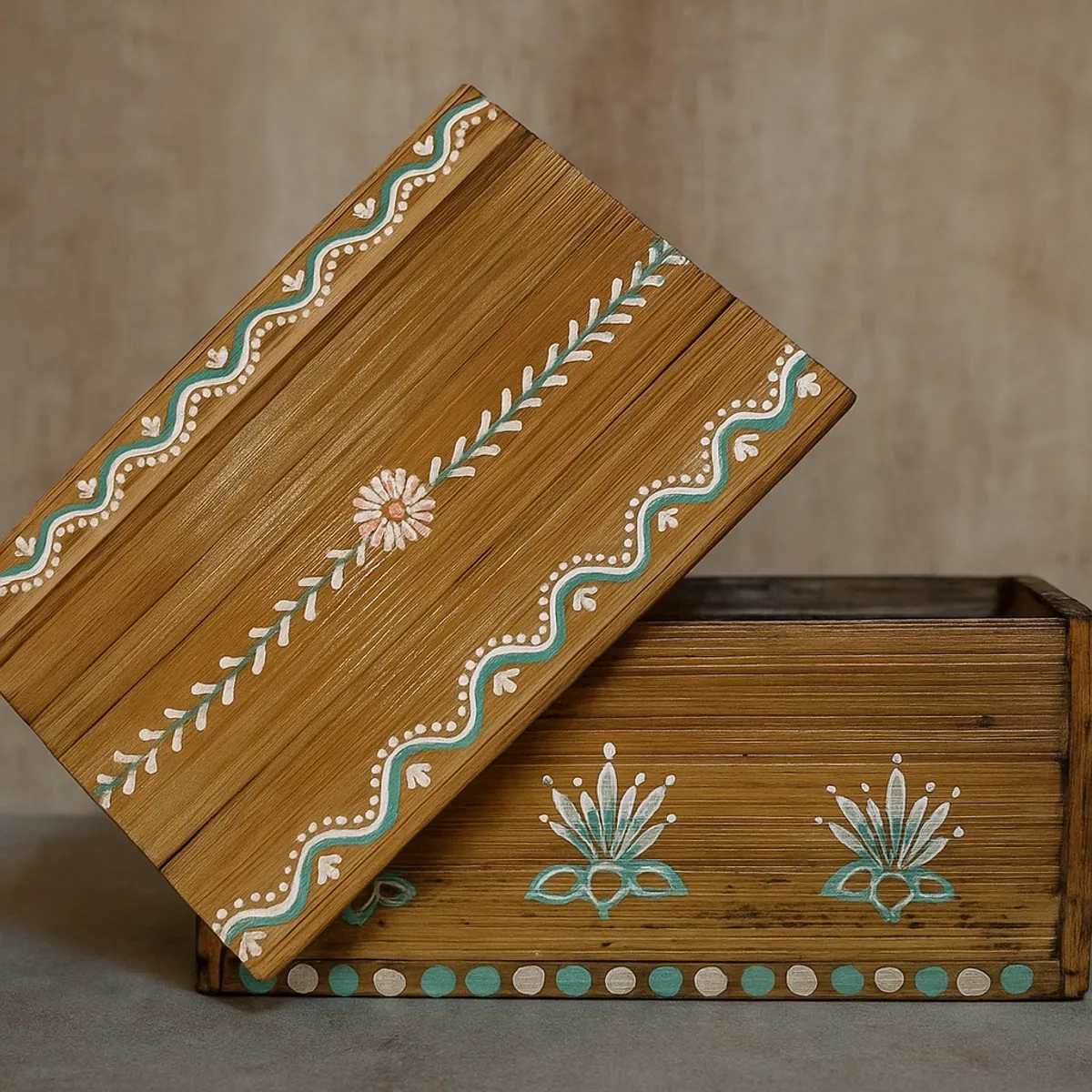 Handcrafted Himalayan Bamboo Box – Rakhi Print 