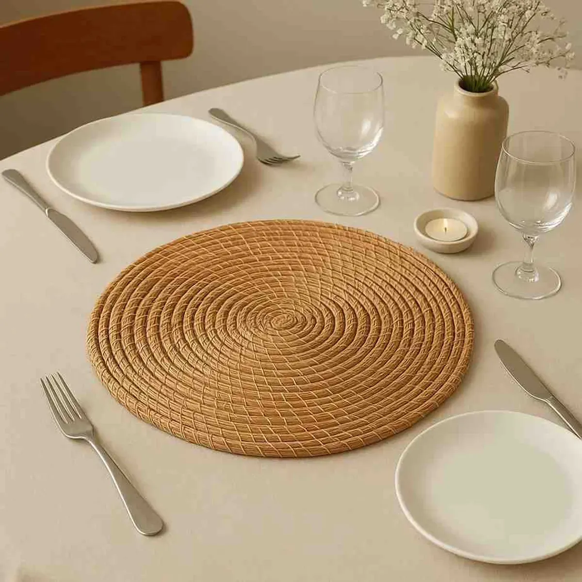 Handcrafted Pine Needle Round Table Mat for Dining Table