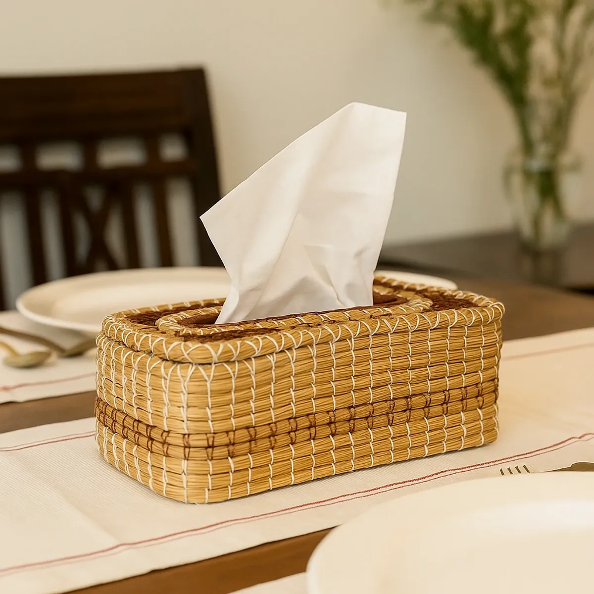 handmade pine needle tissue paper holder