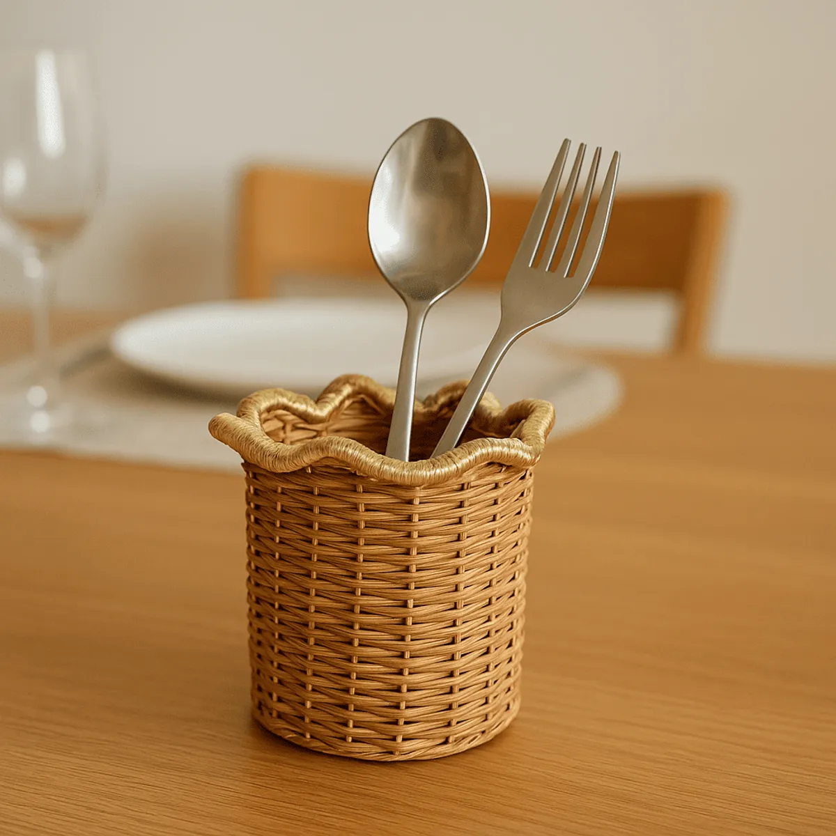  handmade pine spoon and fork holder 