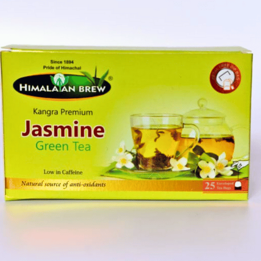 Handmade jasmine green tea sachets with floral aroma from Kangra Valley