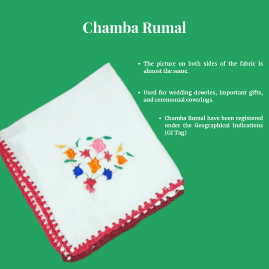 Chamba Rumal flower hand embroidered handkerchief crafted with traditional double-sided Chamba embroidery by Apneehatti