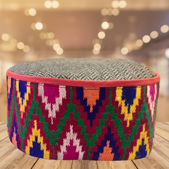 Kullu Himachali topi traditional woolen cap with multicolored Kullu design by Apneehatti
