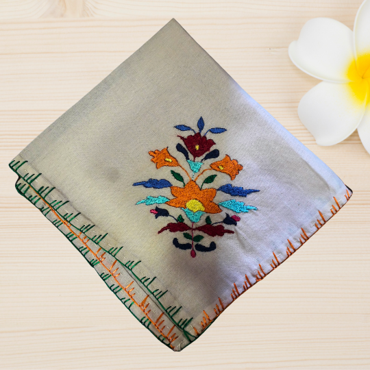 Apneehatti Chamba Rumal handmade embroidery flower design traditional Himachal handicraft