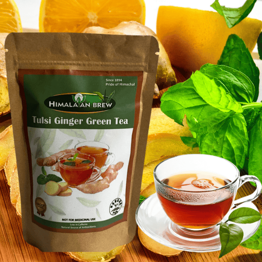 Apneehatti Tulsi Ginger Green Tea loose leaf Kangra green tea 70g pack