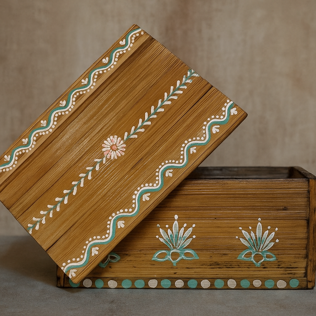 Apneehatti Handcrafted Himalayan Bamboo Box – Rakhi Print 