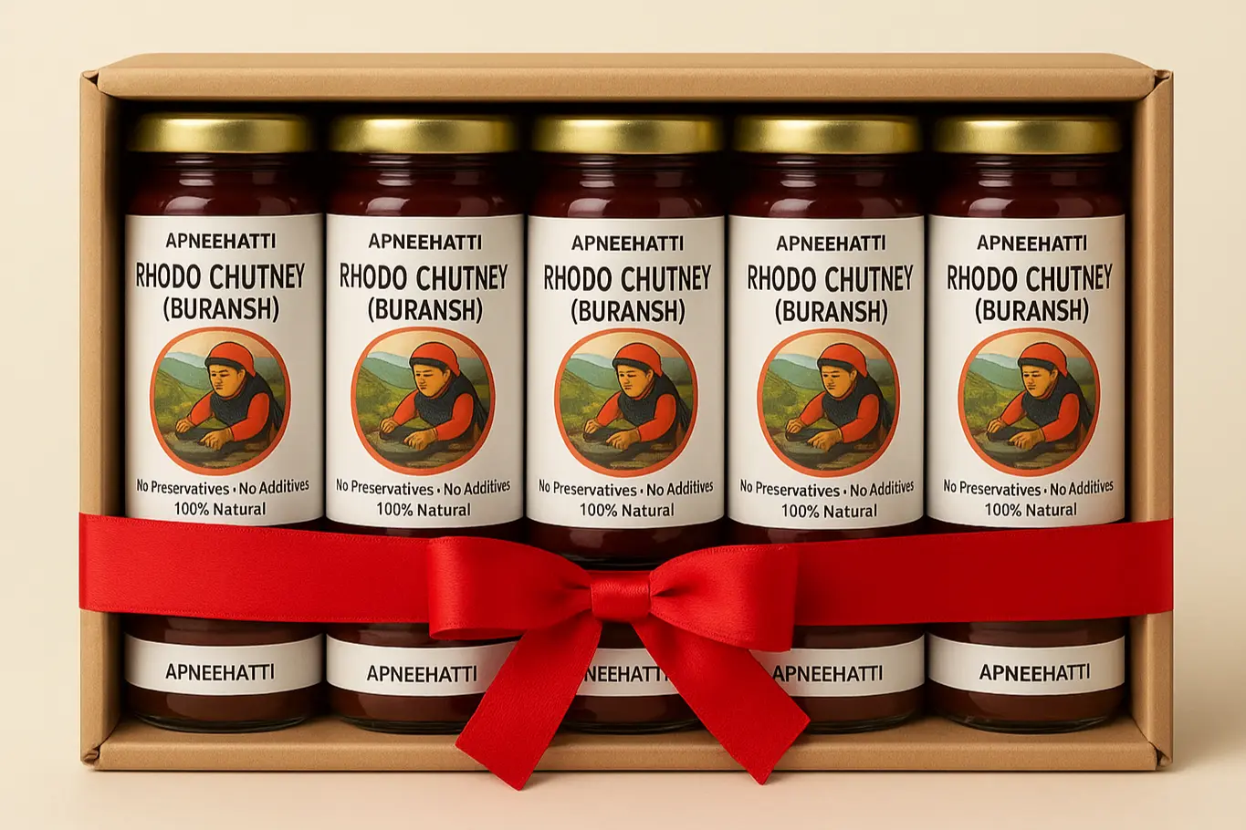 Apneehatti Himalayan Rhododendron Chutney combo pack of 5 jars 500g each