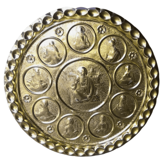 Apneehatti Chamba Thaal with Guru Nanak Dev Ji Nine Avatars – Traditional Himachali Brass Metal Handicraft