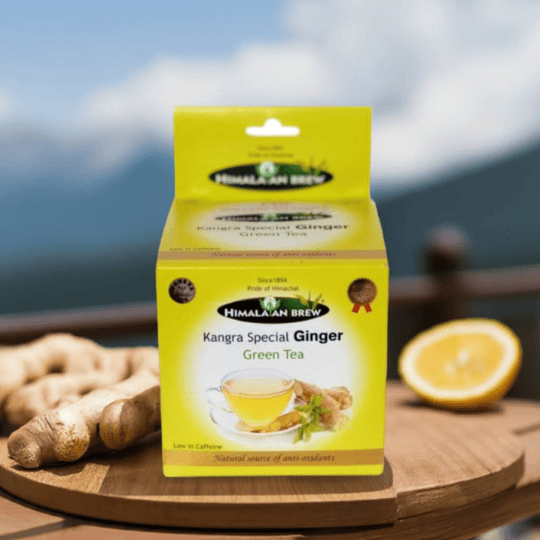 Kangra Special Ginger Green Tea loose leaf for digestion, immunity, and detox