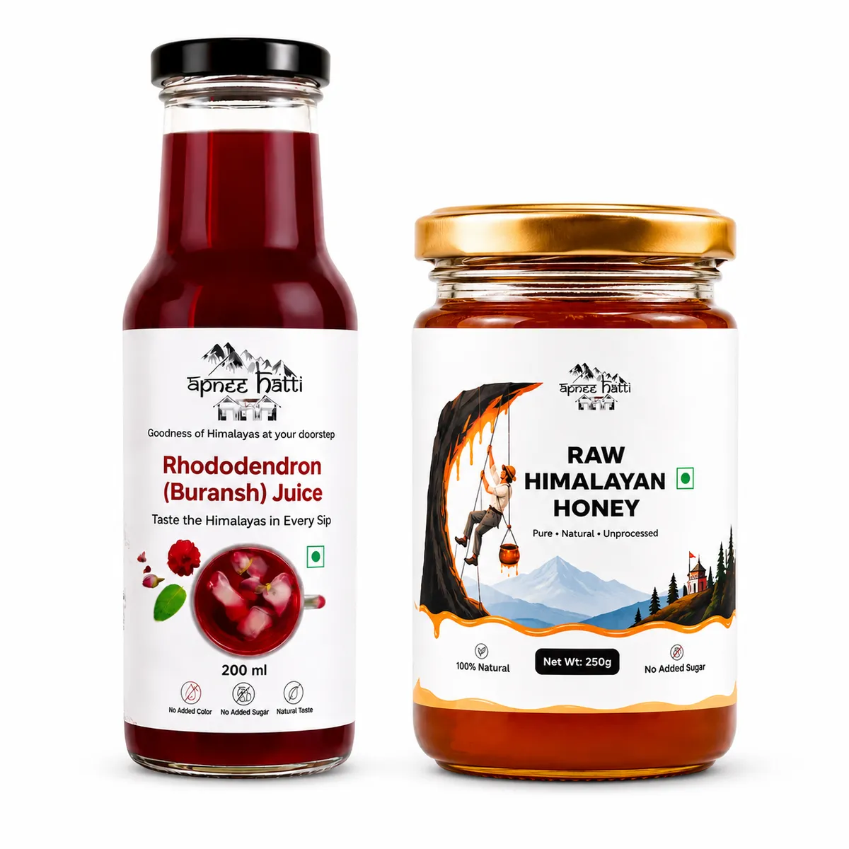 Rhododendron Juice and Wild Raw Honey Combo 