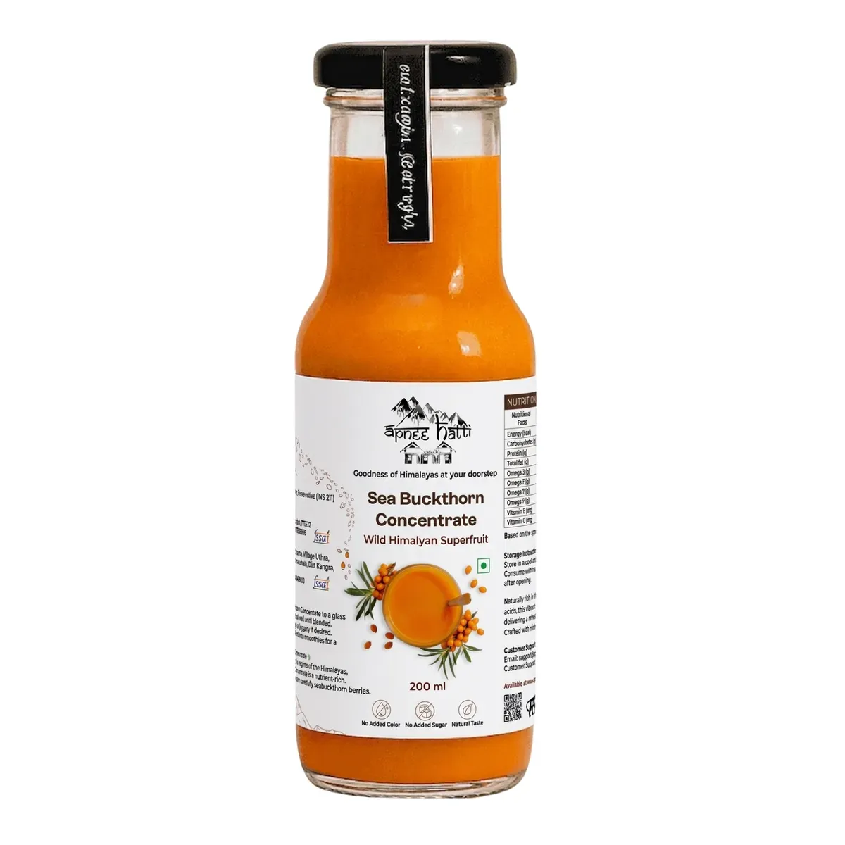 Natural sea buckthorn juice Himalayan fruit drink 200ml no added sugar