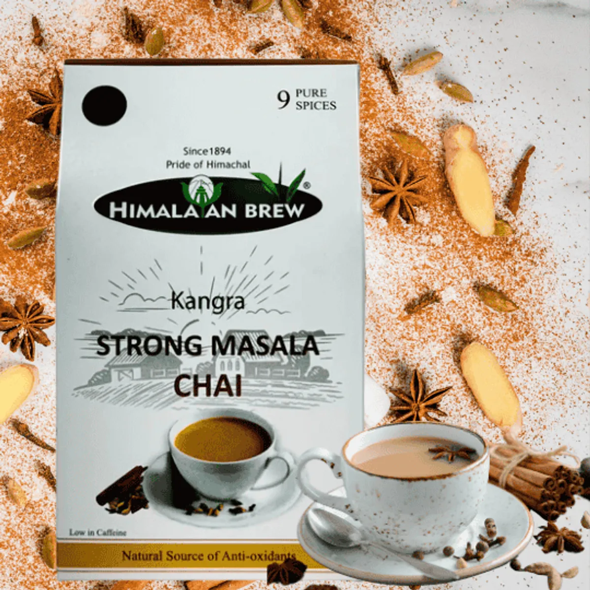 Healthy masala chai cup with cinnamon and cardamom