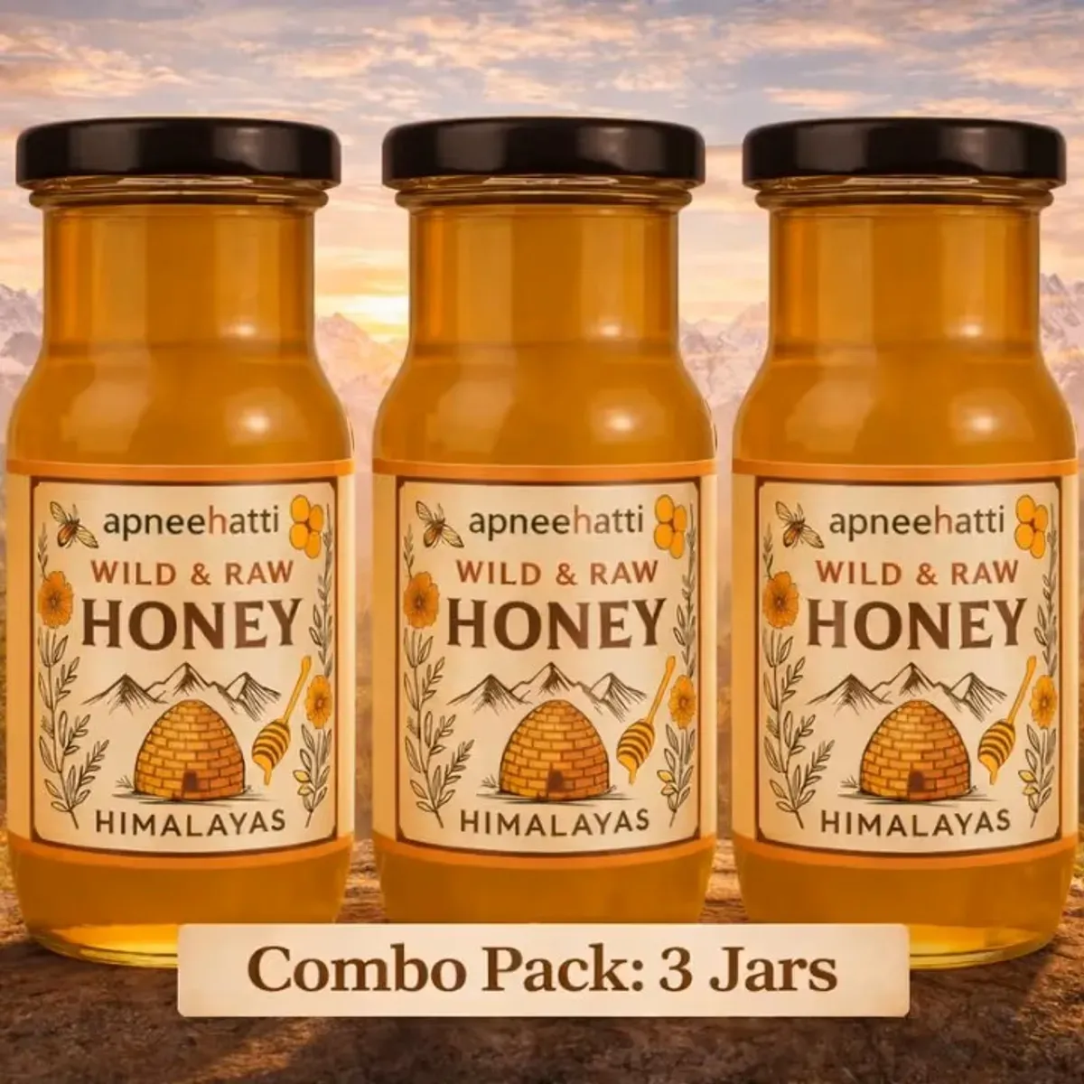  Wild Raw Honey pack of 3 jars
